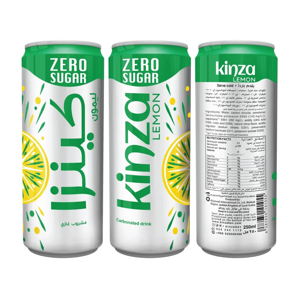 Kinza Lemon Zero 250 ml – 30 stk. pr. kasse